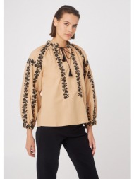 μπλούζα με κεντημένο σχέδιο - camel