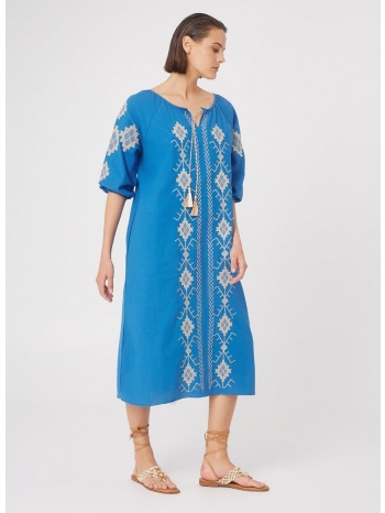 βαμβακερό φόρεμα με κεντήματα - μπλε σε προσφορά