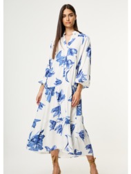 φόρεμα midi με floral τύπωμα - μπλε