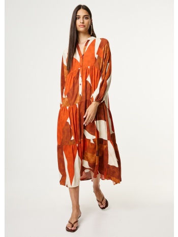 φόρεμα με γεωμετρικό σχέδιο - κεραμιδί σε προσφορά