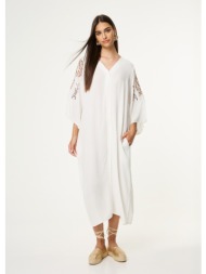 φόρεμα τουνίκ με διακοσμητικές λεπτομέρειες - λευκό