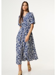 φόρεμα κρουαζέ με floral μοτίβο - μπλε