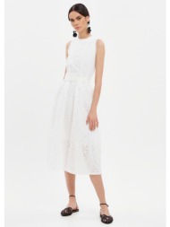 φόρεμα με διάτρητο κεντητό μοτίβο - λευκό
