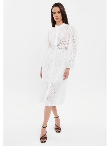 σεμιζιέ φόρεμα με διάτρητο μοτίβο - λευκό σε προσφορά