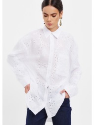 πουκάμισο με διάτρητο μότιβο - λευκό