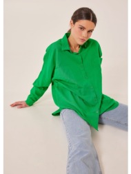 πουκάμισο λινό oversized - πράσινο