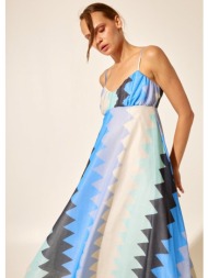 φόρεμα με τιράντες και γραμμικό σχέδιο - γαλάζιο