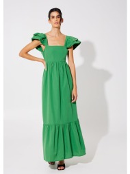 μακρύ φόρεμα με βολάν - πράσινο