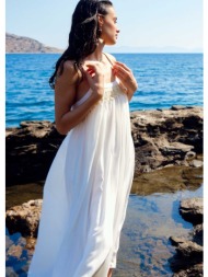 φόρεμα με δαντελωτό σχέδιο - λευκό