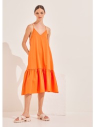 φόρεμα με βολάν - πορτοκαλί