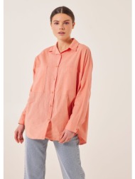 πουκάμισο λινό oversized - σομόν