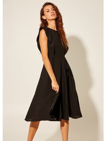 φόρεμα βαμβακερό αμάνικο με βολάν - μαύρο σε προσφορά