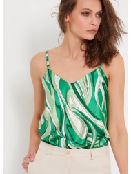 μπλούζα με σατινέ υφή και μοτίβο - πράσινο