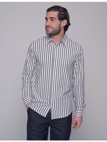 ben tailor ανδρικό βαμβακολινό μπλε ριγέ πουκάμισο με γιακά