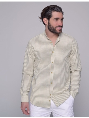 ben tailor ανδρικό βαμβακερό μέντα ριγέ πουκάμισο με μάο