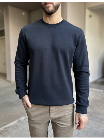 ανδρική μπλε πικέ μακρυμάνικη μπλούζα 4403
