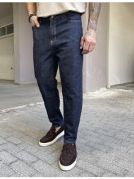 ανδρικό σκούρο μπλε ελαστικό loose τζιν πεντάτσεπο με φερμουάρ g88104