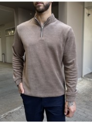 ανδρικό πούρο πουλόβερ μονόχρωμο με γιακά και φερμουάρ 4477