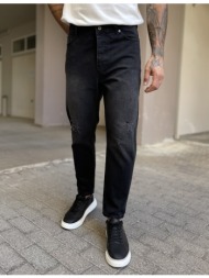 ανδρικό μαύρο ξεβαμμένο loose τζιν πεντάτσεπο με φθορές we2302