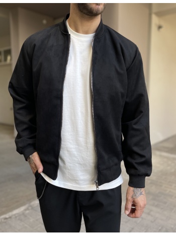 ανδρικό μαύρο σουέτ μπουφάν bomber hm264049