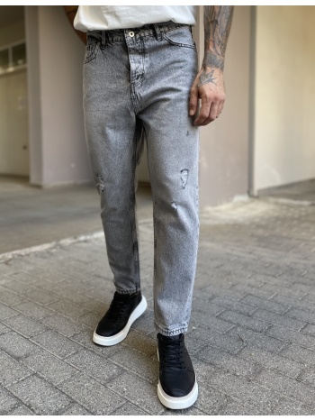 ανδρικό γκρι ξεβαμμένο loose τζιν πεντάτσεπο με φθορές