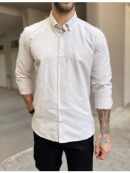 ανδρικό μπεζ πουκάμισο με γιακά 1754e