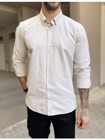 ανδρικό μπεζ πουκάμισο με γιακά 1754e