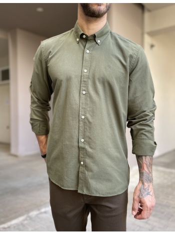 ανδρικό χακί πουκάμισο με γιακά 1754x