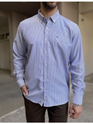 ανδρικό μπλε ριγέ πουκάμισο με γιακά και τσέπη στο στήθος 562