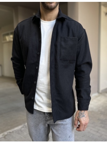ανδρικό μαύρο overshirt με γιακά rmz328m