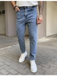 ανδρικό μπλε πλυμένο ελαστικό loose τζιν πεντάτσεπο με φερμουάρ g88103