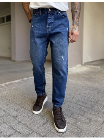 ανδρικό μπλε ξεβαμμένο loose τζιν πεντάτσεπο με φθορές