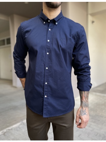 ανδρικό μπλε navy πουκάμισο με γιακά 1445b