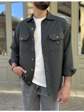 ανδρικό πράσινο overshirt καπαρντίνα με γιακά 4501