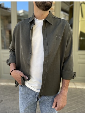 ανδρικό λαδί overshirt με γιακά 4529l