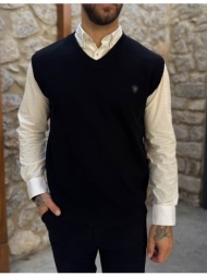 everbest ανδρική μαύρη καζάκα με v λαιμόκοψη 261037