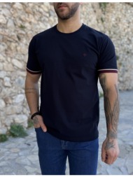 origin ανδρική μπλε κοντομάνικη πικέ μπλούζα με λάστιχο στα μανίκια plus size 252725