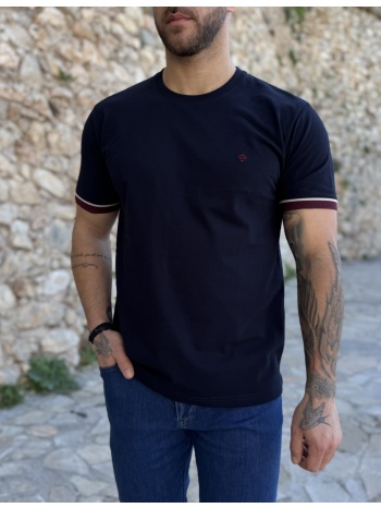 origin ανδρική μπλε κοντομάνικη πικέ μπλούζα με λάστιχο στα