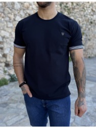 everbest ανδρική μπλε κοντομάνικη πικέ μπλούζα με λάστιχο στα μανίκια plus size 252827