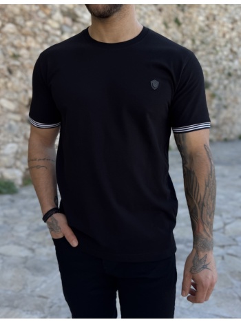 everbest ανδρική μαύρη κοντομάνικη πικέ μπλούζα με λάστιχο