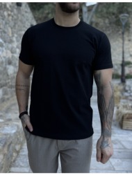 ανδρική μαύρη κοντομάνικη μπλούζα με ανάγλυφο ύφασμα 252837m