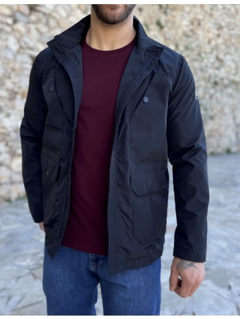 ανδρικό μπλε ελαφρύ μπουφάν με γιακά και ίσιο τελειώμα