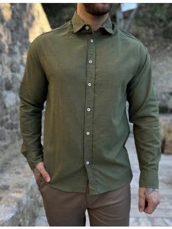 ανδρικό χακί μακρυμάνικο πουκάμισο rmz19140x