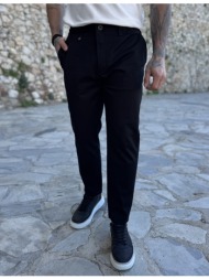 ανδρικό μαύρο υφασμάτινο chinos παντελόνι με λάστιχο jr0020m