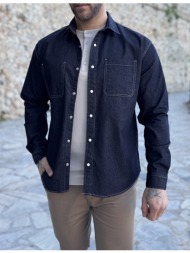 marrakech ανδρικό μπλε πουκάμισο με τσέπες tst2779b