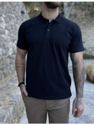 ανδρική μπλε polo κοντομάνικη μπλούζα με ανάγλυφο ύφασμα 252838