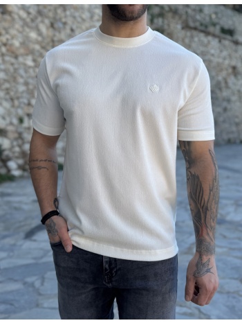 marrakech ανδρική εκρού κοντομάνικη μπλούζα με ανάγλυφο