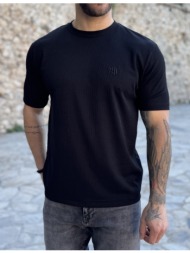 marrakech ανδρική μαύρη κοντομάνικη μπλούζα με ριπ ύφανση tst2727m