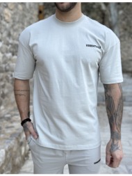 ανδρική γκρι oversized κοντομάνικη μπλούζα με λογότυπο στην πλάτη es014g