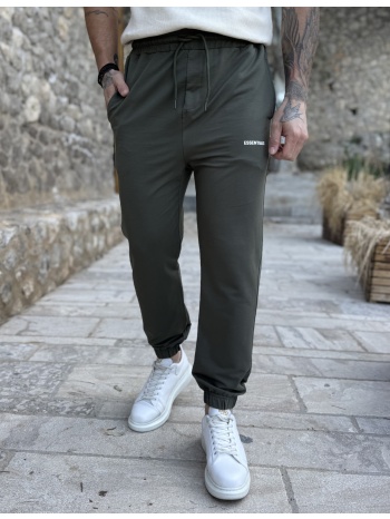 ανδρική χακί φόρμα με λάστιχο και λογότυπο στο πλάι es302x
